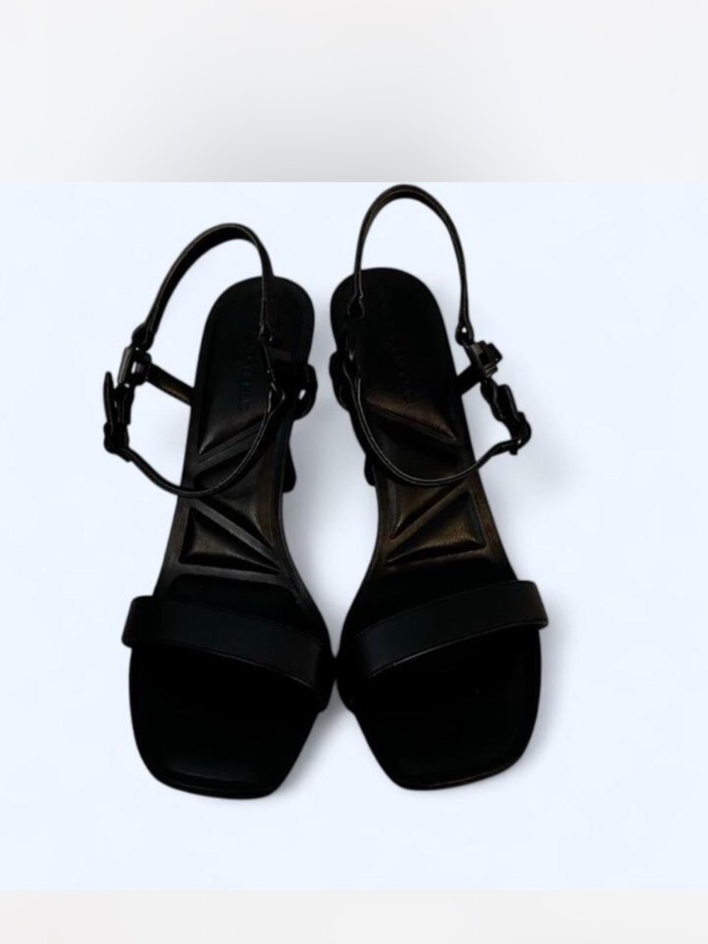 Karl Lagerfeld Black Square-Toe Ankle-Strap Sandals